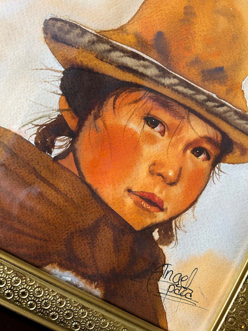 Beautiful painting of a girl taking care of her little brother