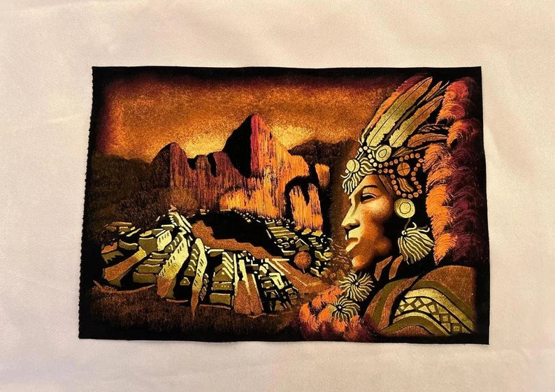 Beautiful painting of sleeping inka according to the Cuzco legend