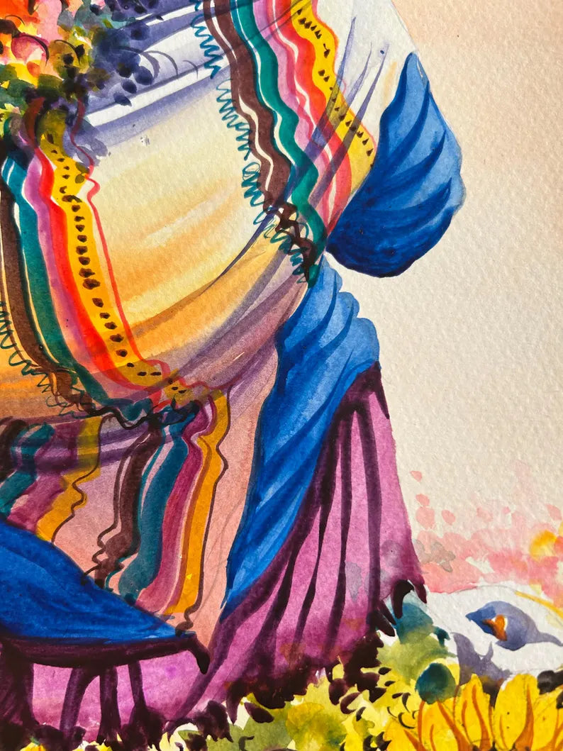 Amazing painting of peruvian girl