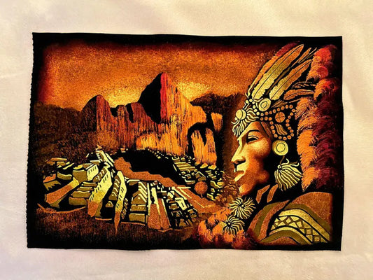 Beautiful painting of sleeping inka according to the Cuzco legend